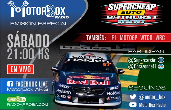 Super Transmisión de MotorBox con la Carrera Bathurst1000 de Supercars